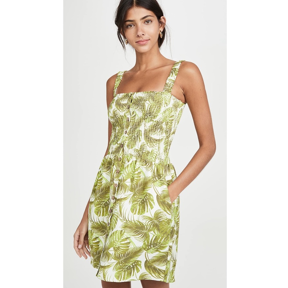 Chaser palm print smocked mini dress. NWOT.